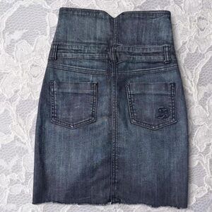 Sooon Jeans navy denim skirt with button, corset style high waist
